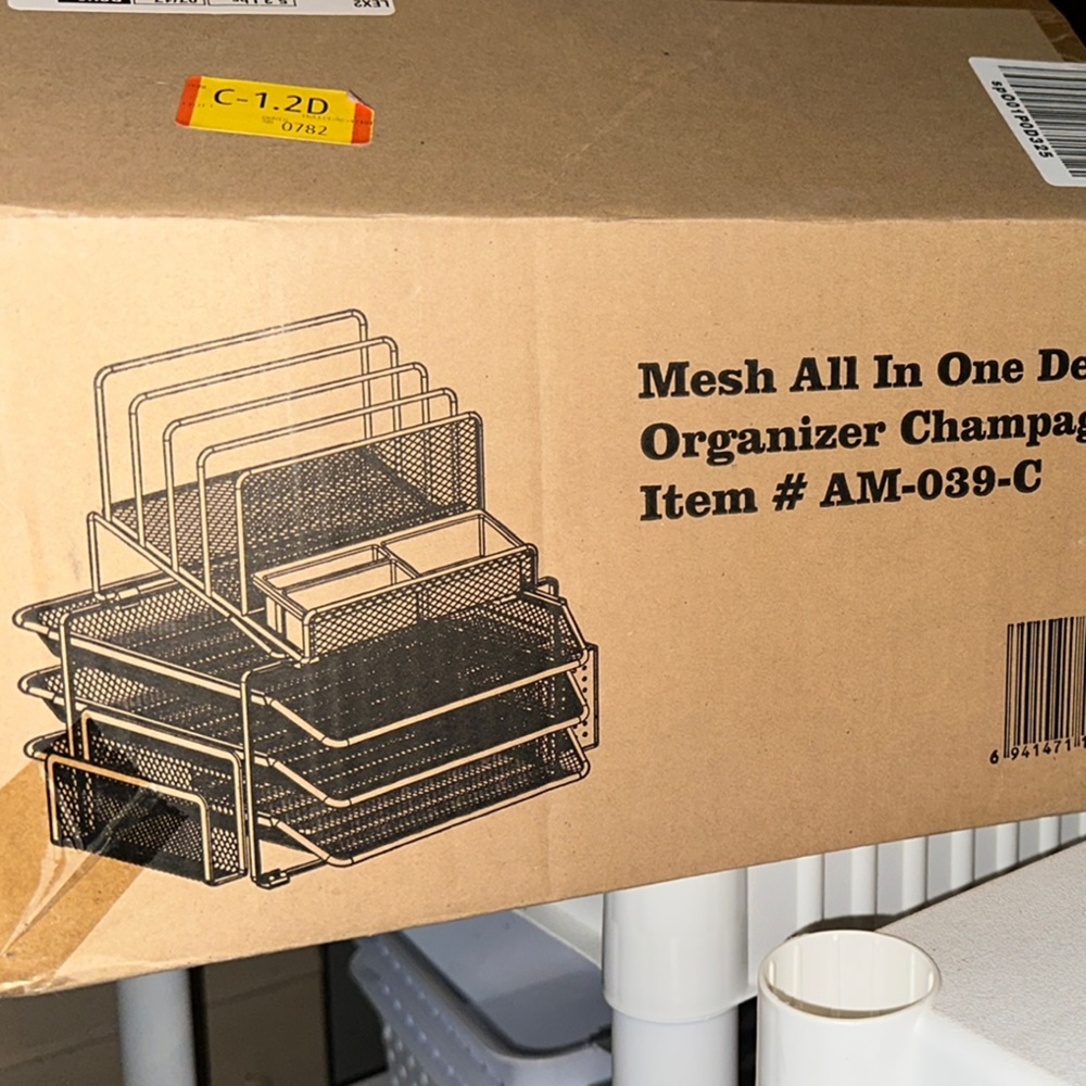 Mesh All In One Desk Organizer - Champagne